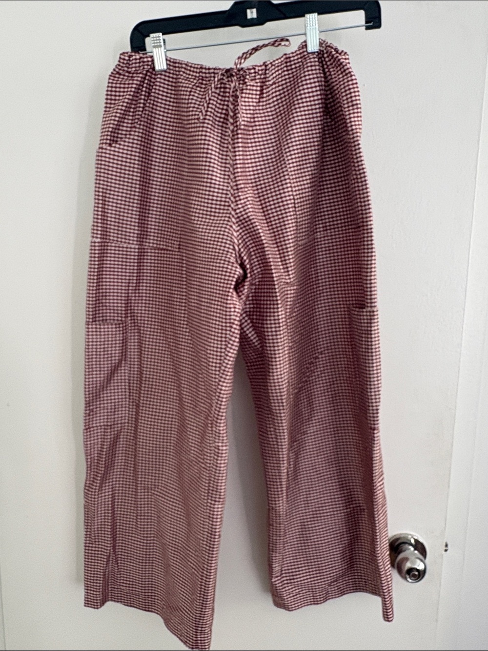 DONNI.-The Taffeta Gingham Drawstring Cargo Pants - Bell Pepper - Size L - Picture 3 of 5